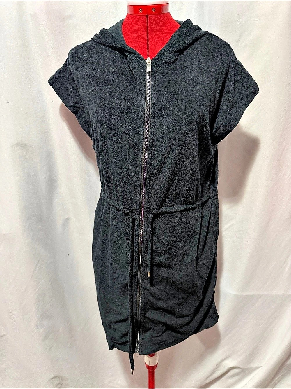 YONIQUE Black Hooded Mini Dress Size Small NWT